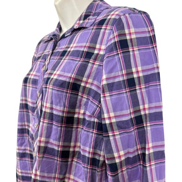 Talbots Petite Womens Purple Plaid Long Sleeve Button Up Shirt Top Blouse sz M P - Picture 10 of 16
